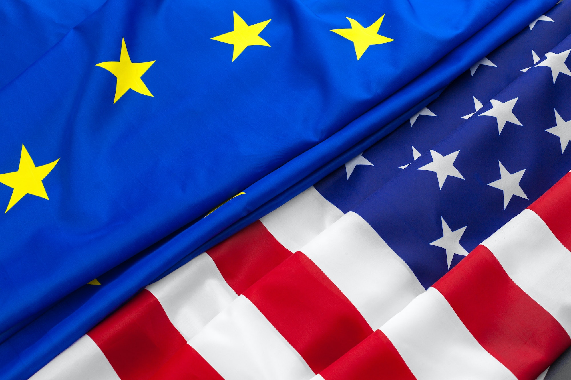 European union and american flag. Business and politics concept