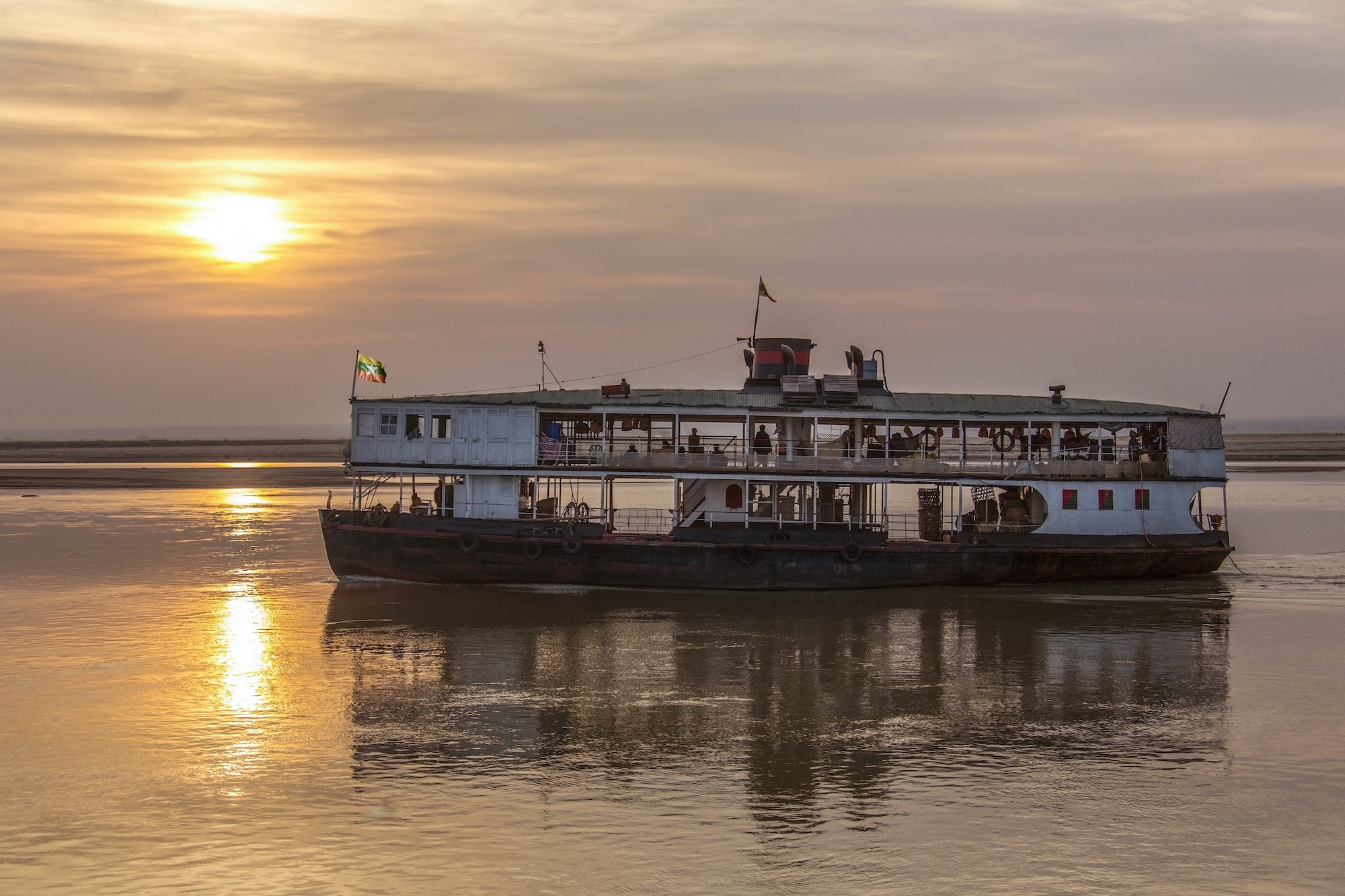 Old River Boat - Irrawaddy River - Myanmar